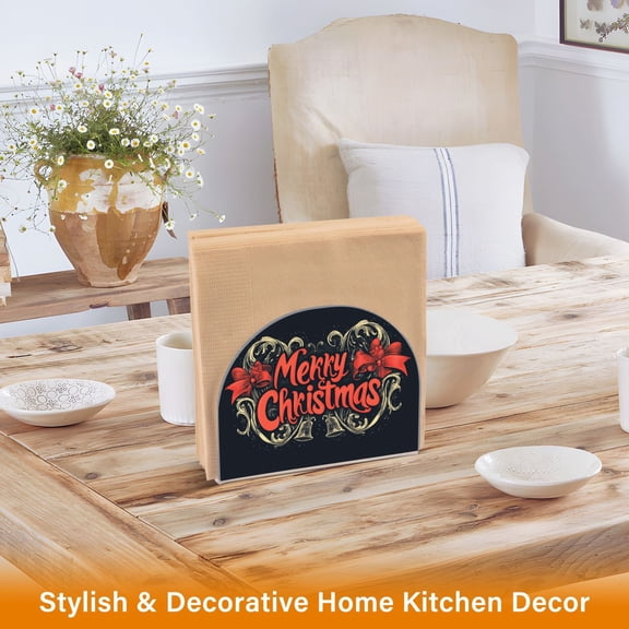 BZSMCE Napkin holder Creative Elegant Freehand Christmas Red Bowknot Classic Napkin Holders for Tables, Dining Table Napkin Holders for Kitchen