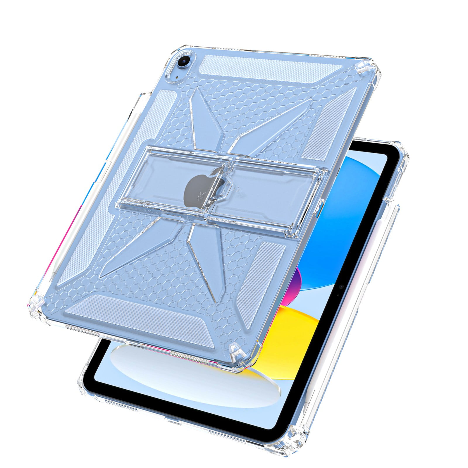 ELEHOLD Protective Case For Apple iPad Mini 7th 6th Generation,Shockproof Slim Soft TPU Pencil Holder Foldable Kickstand Anit-Resistant Cover,Clear