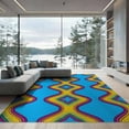 thumbnail image 2 of ODIKA 8'x10' Washable Area Rug Non-Slip Chair-Friendly Mat Aesthetic Cartoon Retro Blocks Graphic Bold Outline Funky Refined for Dining Room, Large Office, Lounge, 2 of 7