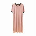 thumbnail image 5 of Sakmal Womens Moomoo Nightgowns Plus Size Long Nightshirt Pink Short Sleeve Womens Nightgown Free Size, 5 of 5