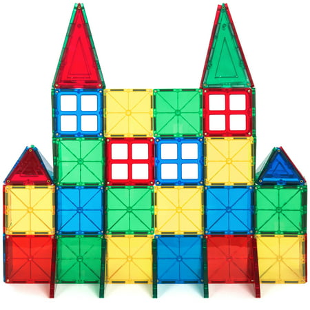 58-Piece Multi Colors Magnetic Block Tiles Educational STEM Toy Building Set w/ Carrying