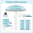 thumbnail image 2 of Costway 4 PCS Beach Umbrella Set with 2 Foldable Chairs & Picnic Blanket, Tilt Mechanism Blue, 2 of 10