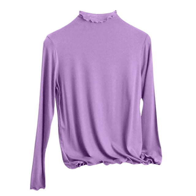 Womens Top,Casual Half High Neck Base Slim Inner Solid Color Long Sleeved High Neck,Shirts for Women