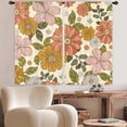 thumbnail image 2 of Flower Floral Spring Kitchen Window Curtains 2 Panels 27.5W x 39H Rod Pocket Retro Cute 70s 60s Pink Orange Retro Boho Funky Blossom Botanical Small Short Door Decor Bathroom Drapery Treatment, 2 of 6