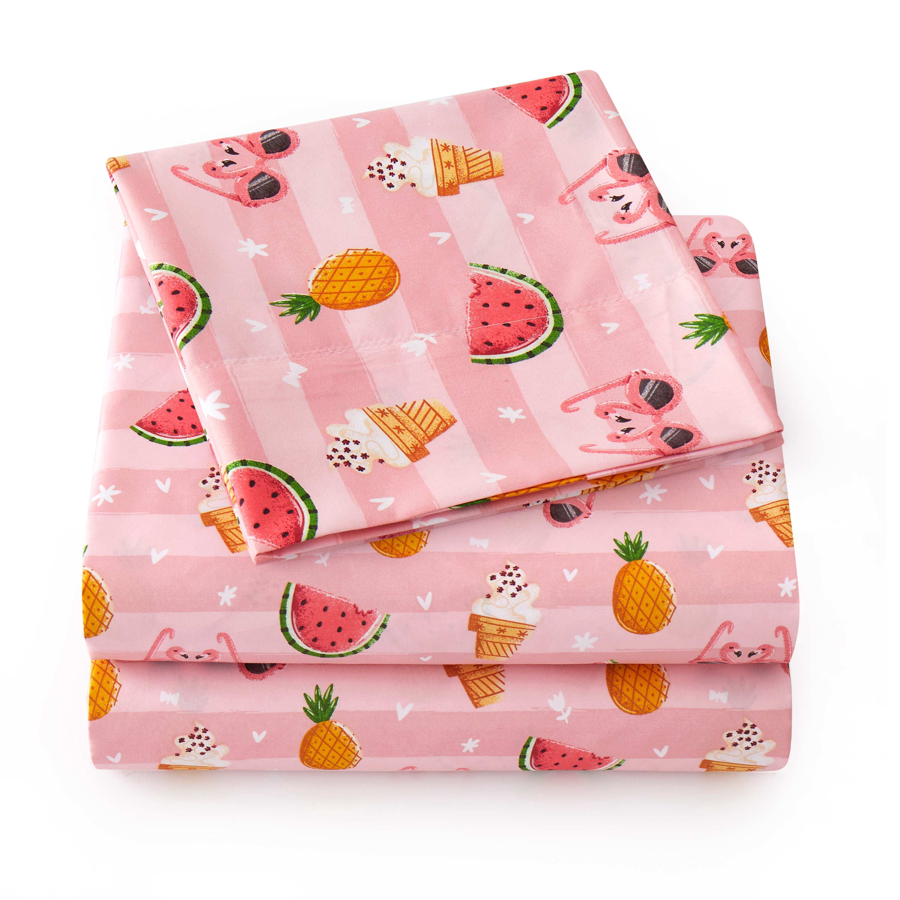 Sweet Home Collection Microfiber Sweet Summer Fun Pink Kids Sheet Set Full