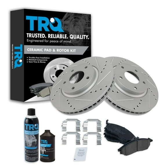 TRQ Front Premium Ceramic Brake Pad & Performance Rotor Kit for Infiniti M45 Q45 BKA21343