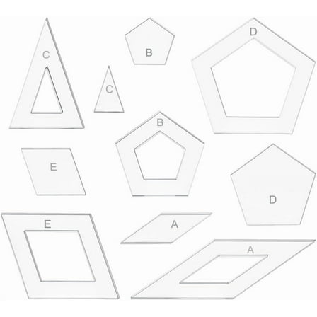 10 Styles Geometric Quilting Template Acrylic Intricate Sewing Machine Ruler Transparent Pressure Plate Router Template for DIY Hand Patchwork Cutting Craft Clear