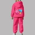 thumbnail image 6 of BUWTTED Girls Activewear Jogger Sets - 2 Piece 67 Print 6 7 Ice Cream Drip Graphic Pullover Hoodie Sweatshirt Sweatpants Sweatsuit Outfits ZB Hot Pink Sizes 6-7 Y, 6 of 8