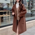 thumbnail image 2 of XPMWRP Women's Cardigan Solid Color Hooded Trench Coats Oversized Fleece Trendy Jackets Long Sleeve Winter Warm Casual Jackets with Pockets Brown S, 2 of 3