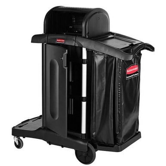 Rubbermaid Executive High Security Janitor Cart with Locking Hood and Cabinets - Secure and Organized Cleaning Solution