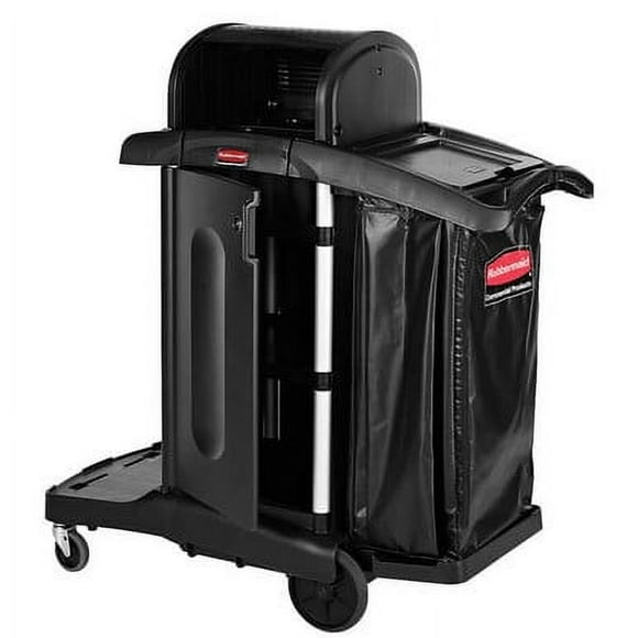 Rubbermaid Chariot de Concierge de Direction Haute Sécurité avec Capuche Verrouillable et Armoires - Nettoyage et Organisation Sécuritaires