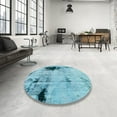 thumbnail image 3 of Ahgly Company Indoor Square Abstract Blue Ivy Blue Persian Area Rugs, 3' Square, 3 of 6