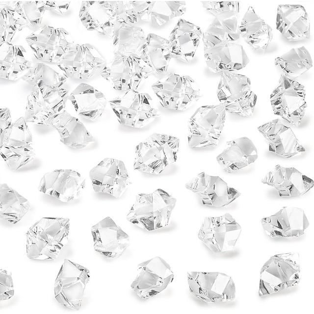 DomeStar Fake Ice Rocks, 150PCS Acrylic Gems Crystals Clear Rocks Plastic Diamonds Vase Centerpiece for Christmas Vase Fillers Winter Decoration Party Table Scatter Wedding Food Display