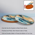 thumbnail image 4 of Dolphin Set of 6 Round Microfiber Leather Coasters, 11x11 cm/4.3x4.3 in, Stain Drink Mats for Home and Office, 4 of 6
