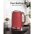 thumbnail image 2 of LONGDEEM 1.7L Electric Tea Kettle, 1500W Fast Heating, Stainless Steel, Auto Shut-Off, Red, 2 of 7