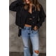 thumbnail image 1 of ABPHQTO Chaqueta vaquera desgastada con estampado de girasoles y margaritas negras para mujer, 1 of 4