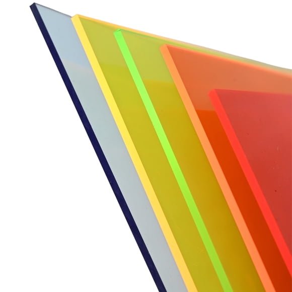 BuyPlastic L-111 Green Transparent Fluorescent Colored Acrylic Plexiglass Sheet, 1/8" Thick, Size 12" x 12", Plastic Plexi Glass for Crafts and More