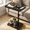 Black & White, variant on LIXI C-Shaped Table End Table, Adjustable Heigh Side Table, with Durable MDF Top, Steel Frame, Wheels, (Black & White texture )