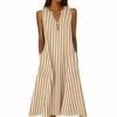 thumbnail image 7 of Snorda Women's Striped Dress Summer Round Neck Sleeveless Striped Solid Color Casual Dress Flowy Sundress Ideal for Daily Wear Beach Vacation & Party, 7 of 7