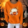 thumbnail image 5 of HOMBOM Orange Sweatshirt for Women Crew Neck Fashion Halloween Pumpkin Floral Soft Young Womens Festive Sweat Shirts Long Sleeve Fall Clothes, 5 of 5