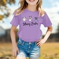 thumbnail image 2 of Likimi Children Girls Boys T Shirts Easter Letter Print Short Sleeve Loose Fit Crew Neck Comfortable Shirts Purple Size 3-4 Years, 2 of 4