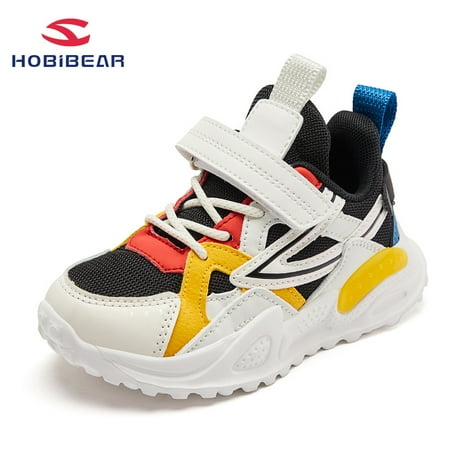 

HOBIBEAR Kids Sneakers Baby Boys Color Block Breathable Lightweight Chunky Shoes