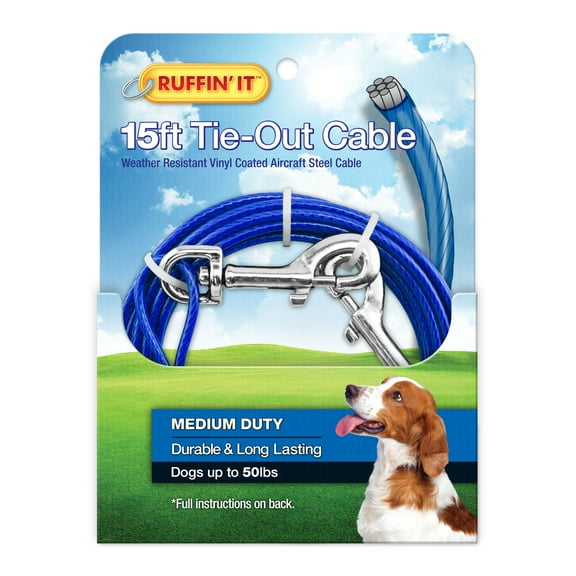 Boss Pet Guardian Gear Medium Dog Swivel Snap Dog Tie-Out, 15 Ft. Q231500099