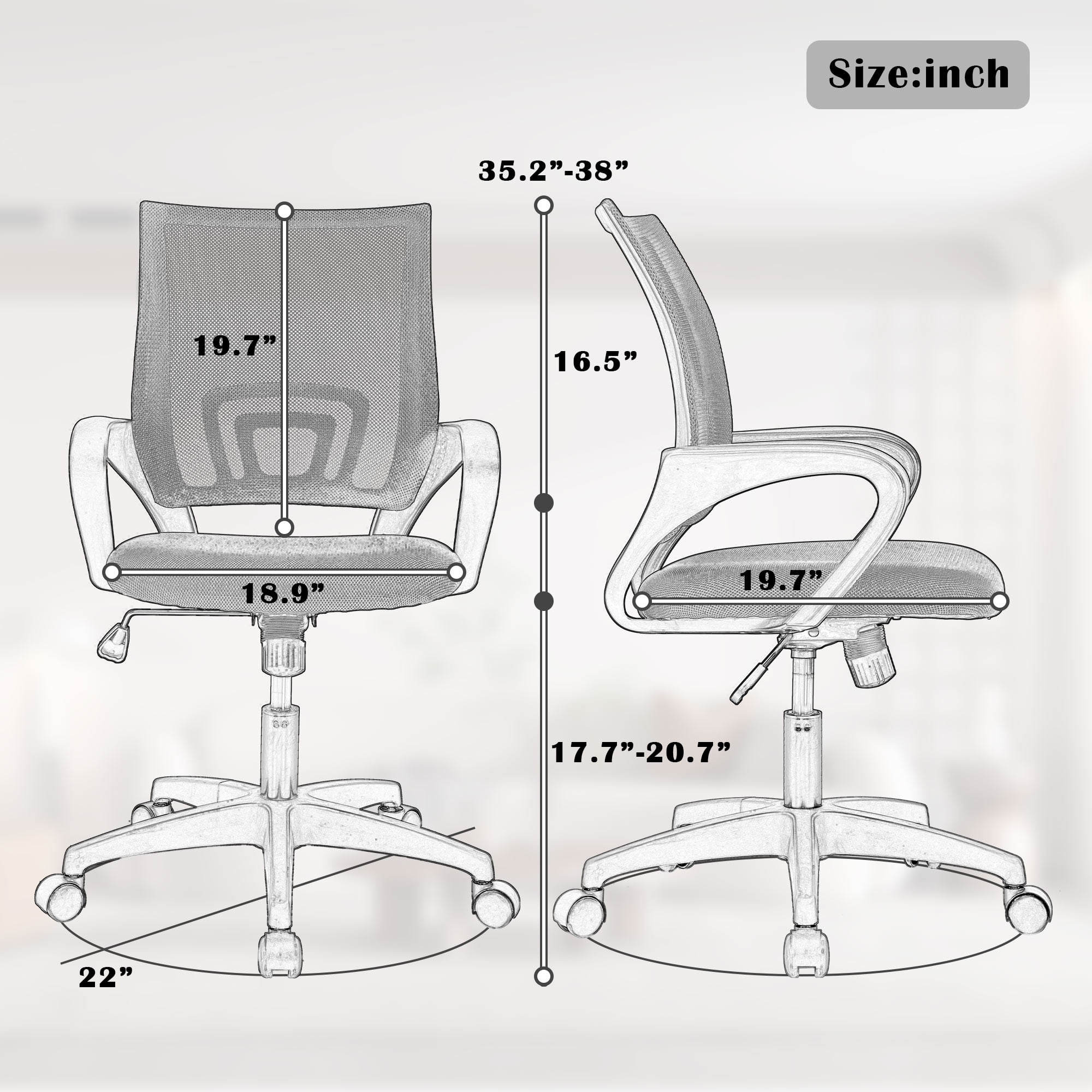 YRLLENSDAN 360 Degree Swivel and 360 Degree Rotation Office Desk Chair, Black