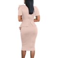 thumbnail image 2 of HSHDLDF Women Fashion Peplum Bodycon Short Sleeve Bow Club Ruffle Pencil Party Dress, 2 of 5