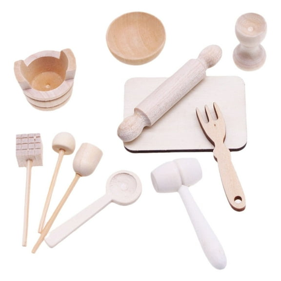 OFFIGAM 1 Set 11Pcs Miniature Baking Tools Miniature Kitchen Utensils For Creative Play And Doll House Decor