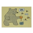 thumbnail image 1 of Cartoon Cutting Board, Caricature Style Bear Bees and Honey Saying Yum Comic Graphic Print, Decorative Tempered Glass Cutting and Serving Board, Small Size, Taupe Yellow, by Ambesonne, 1 of 1