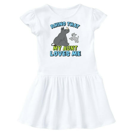 

Inktastic Rhino That My Aunt Loves Me with Cute Rhinos Gift Toddler Girl Dress