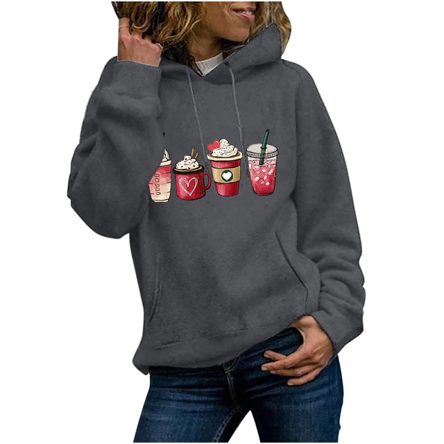 Suéter de manga larga con capucha estampado suelto e interesante para mujer y tops para amantes Pompotops FGAJ17938