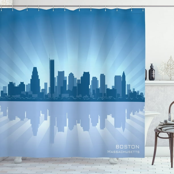 Boston Shower Curtain Massachusetts, Boston Skyline Shower Curtain