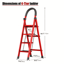 MAXVINI 4 Step Lightweight Folding Step Ladder Aluminum Step Stool with Widened Anti-Slip Strip Pedal Convenient Handgrip,Multi-use for Household and Office