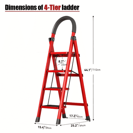 MAXVINI 4 Step Lightweight Folding Step Ladder Aluminum Step Stool with Widened Anti-Slip Strip Pedal Convenient Handgrip,Multi-use for Household and Office