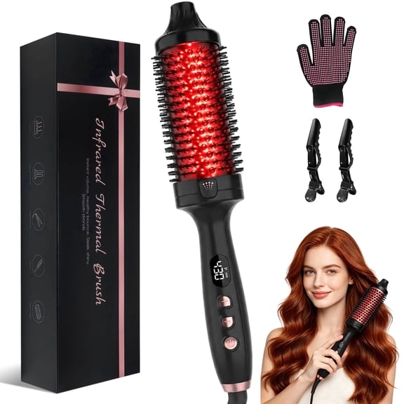Infrared Thermal Brush,1.8 Inch Heated Round Brush and Curling Brush with Negative Ion Technology and 8 Heat Settings for Smooth,Shiny Hair and Healthier Heat Styling