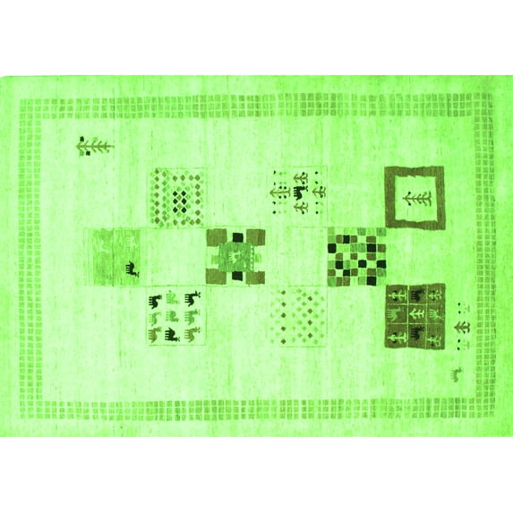 Ahgly Company Indoor Rectangle Solid Green Modern Area Rugs, 2' x 3'