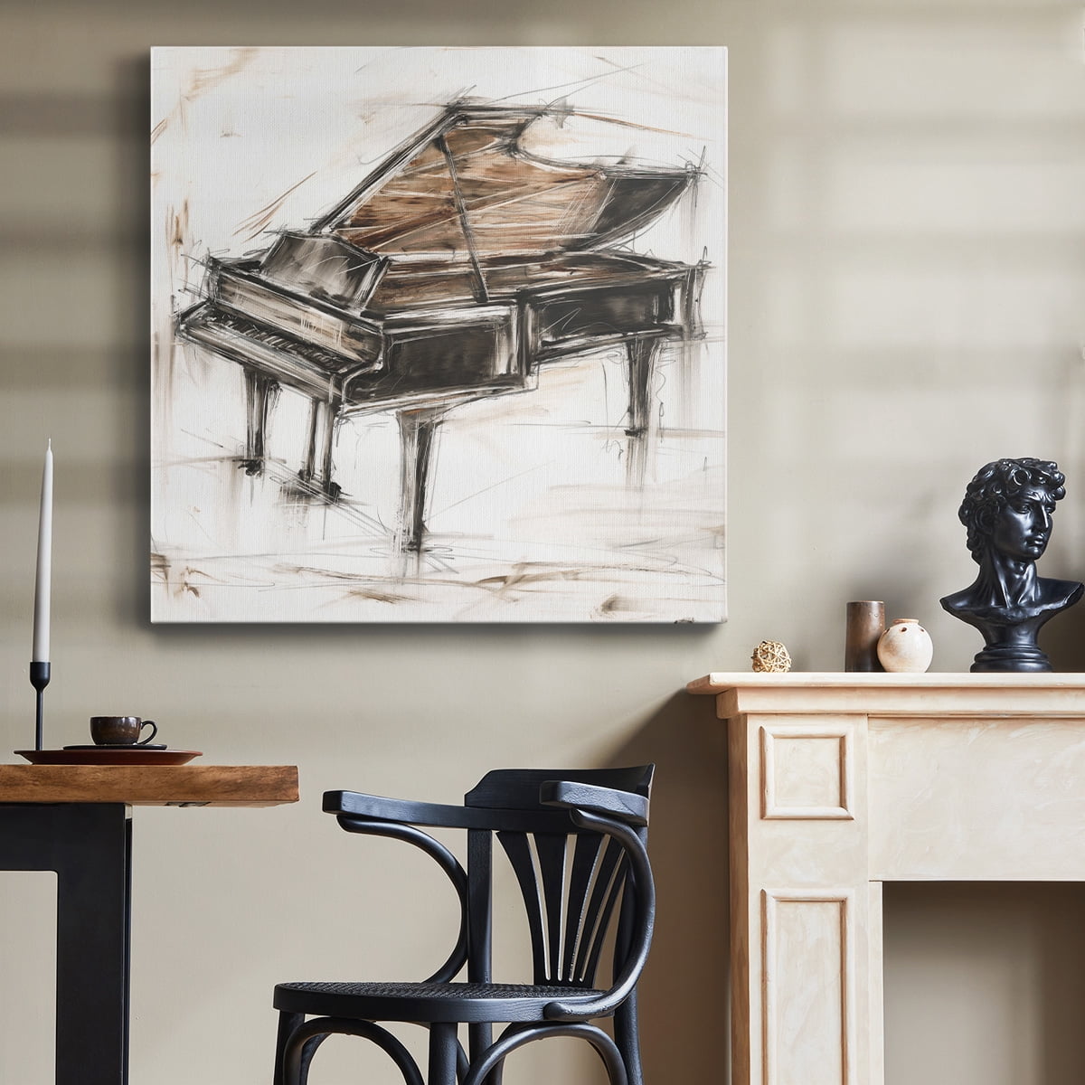 Wexford Home Grand Piano Study-Premium Gallery Wrapped Canvas, 24" x 24" - Ready to Hang