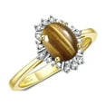 thumbnail image 4 of RYLOS Rings for Women 14K Yellow Gold Ring with 7X5MM Oval Gemstone &  Sparkling Diamonds November Tiger Eye Jewelry Size 9, 4 of 8
