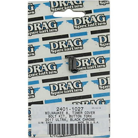 Drag Specialties M-Eight Bolt Kit M8 Timer Cover Black/Chrome Knurled 2401-1027
