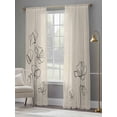 thumbnail image 4 of Retro Beige Flowers Sheer Curtains 84 Inch Length 2 Panels Set, Rustic Abstract Floral Simple Art Voile Window Treatment Rod Pocket Curtains Sheers Drapes for Bedroom/Living Room/Kitchen 52"x84"x2, 4 of 7