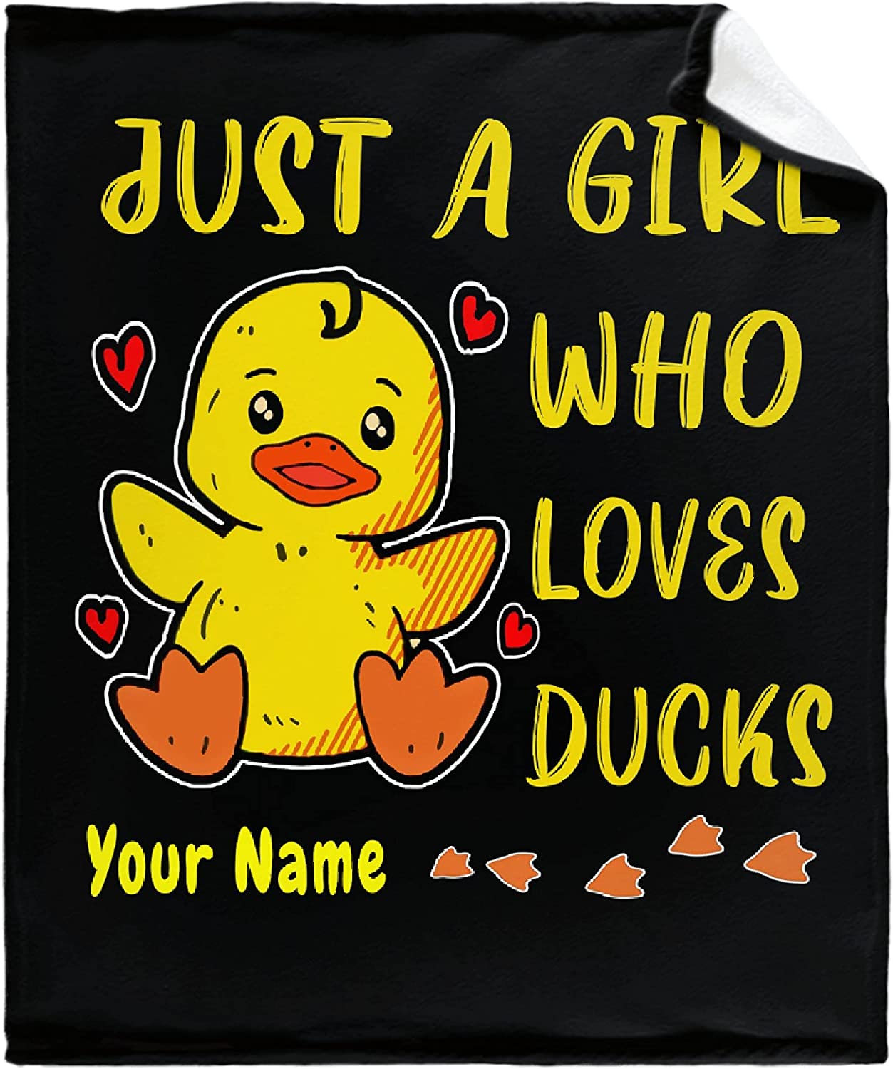 Girl Loves Ducks Custom Throw Blanket with Your Text Personalized