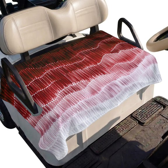 Golf Cart Seat Cover Red Abstract Waves Club Car Golf Cart Seat Covers Soft Absorbent Golfcart Towel Blanket Soundwave Flowing Layers Golf Seat Covers for Cart Decor Fits 2 & 4 Passenger 51"x31"