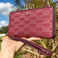 thumbnail image 3 of Michael Kors Women's Jet Set Travel Large Canvas Flat Phone Wallet  Wristlet (Mulberry Multi), 3 of 7