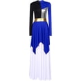 thumbnail image 3 of YONGHS Womens Liturgical Dancewear Metallic Contrast Color Lyrical Praise Dance Dresses Blue XL, 3 of 7