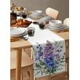 thumbnail image 3 of Botanical Floral Burlap Cotton Table Runner 13x120 Inches Long, Watercolor Wildflower Purple Farmhouse Table Runners, Outdoor Dining Tablecloths Decor for Baby Shower/Party/Wedding, 3 of 6