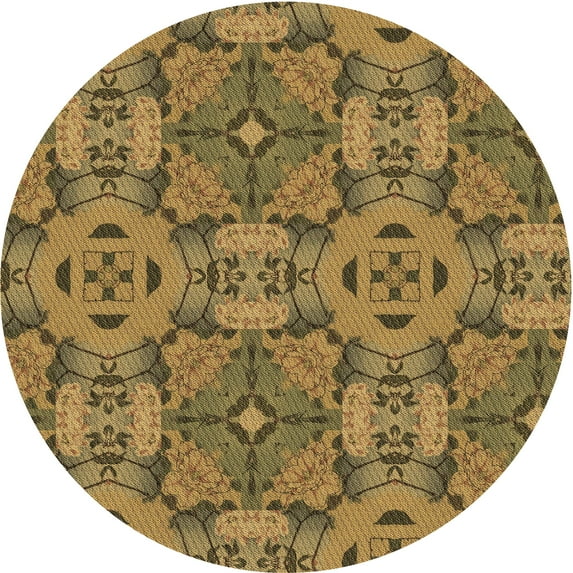 Ahgly Company Indoor Round Patterned Dark Bronze Brown Area Rugs, 5' Round
