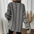 thumbnail image 4 of JGGSPWM Womens Fashion Oversized Striped Tunic Sweaters Casual V Neck Long Sleeve Color Block Knit Pullover Jumper Tops Gray XL, 4 of 4
