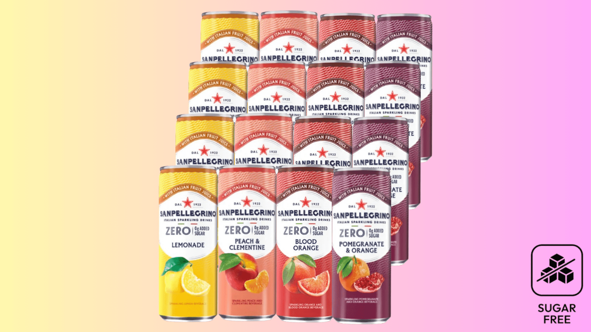 Sanpellegrino Zero Sugar Italian Sparkling Drink Variety Pack, 4 Flavors, 24 Cans Total (11.15 fl oz Each)